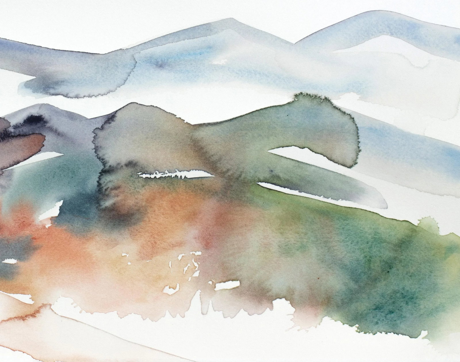 "Autumnal No. 28" Contemporary Original Abstract Mountain Landscape Watercolor Painting by Elizabeth - 3