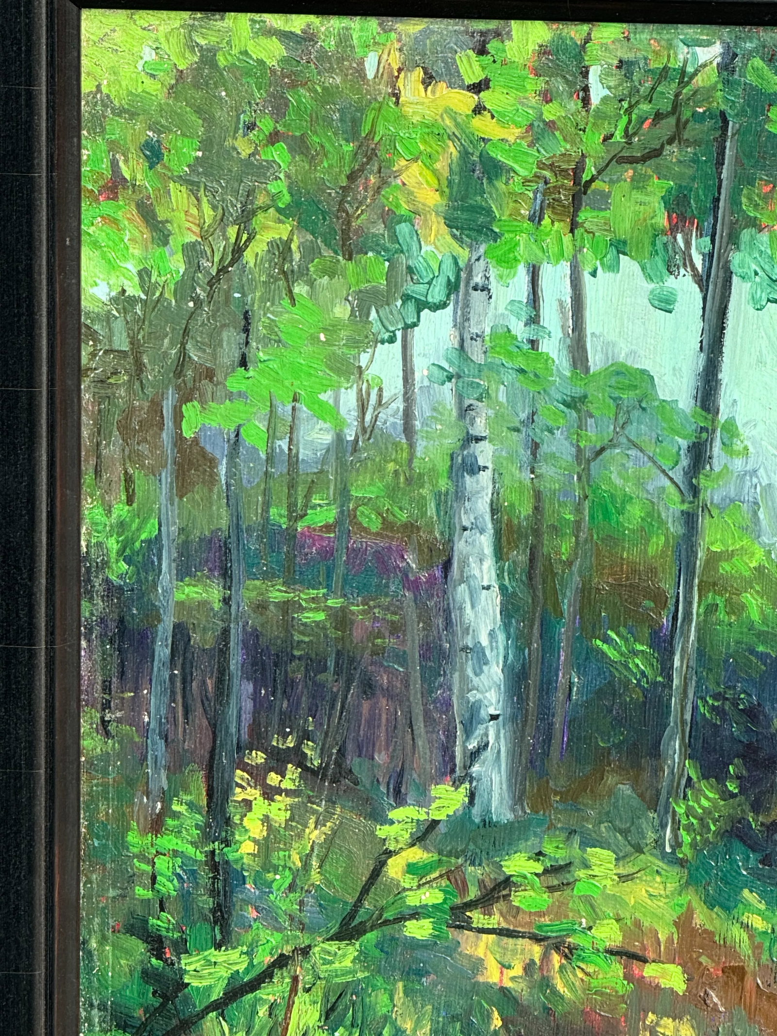 Late 20th Century Original Vintage Impressionistic Painting of a Forest Path - 3