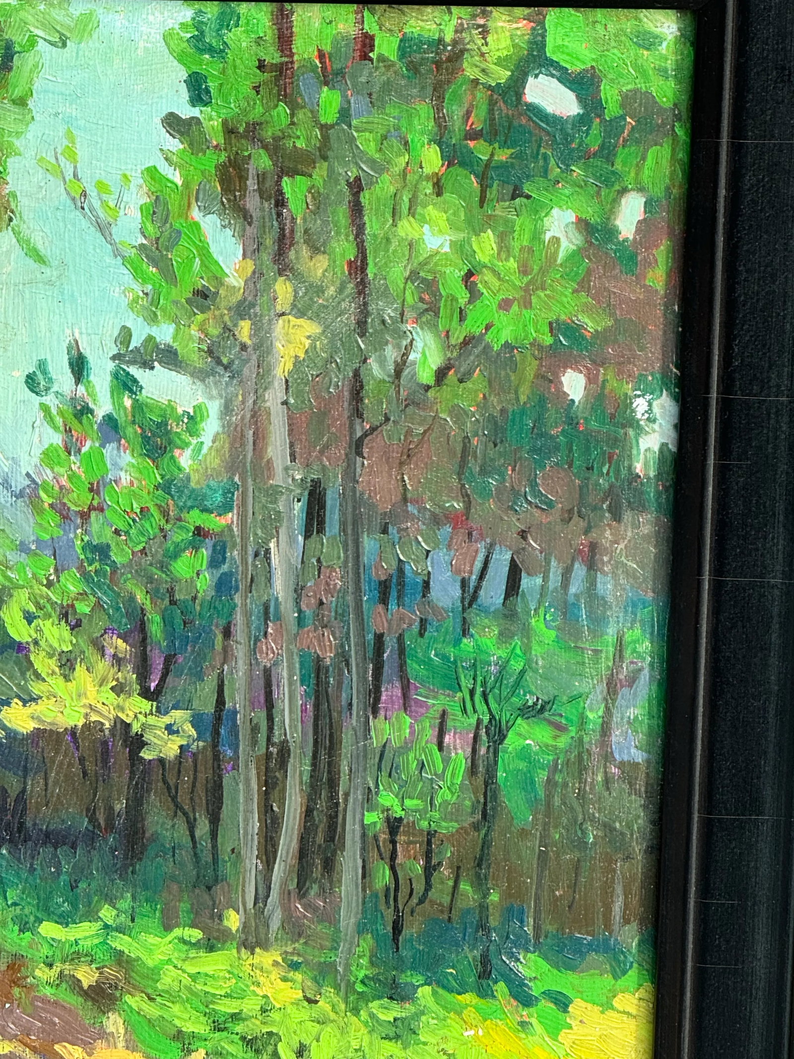 Late 20th Century Original Vintage Impressionistic Painting of a Forest Path - 4