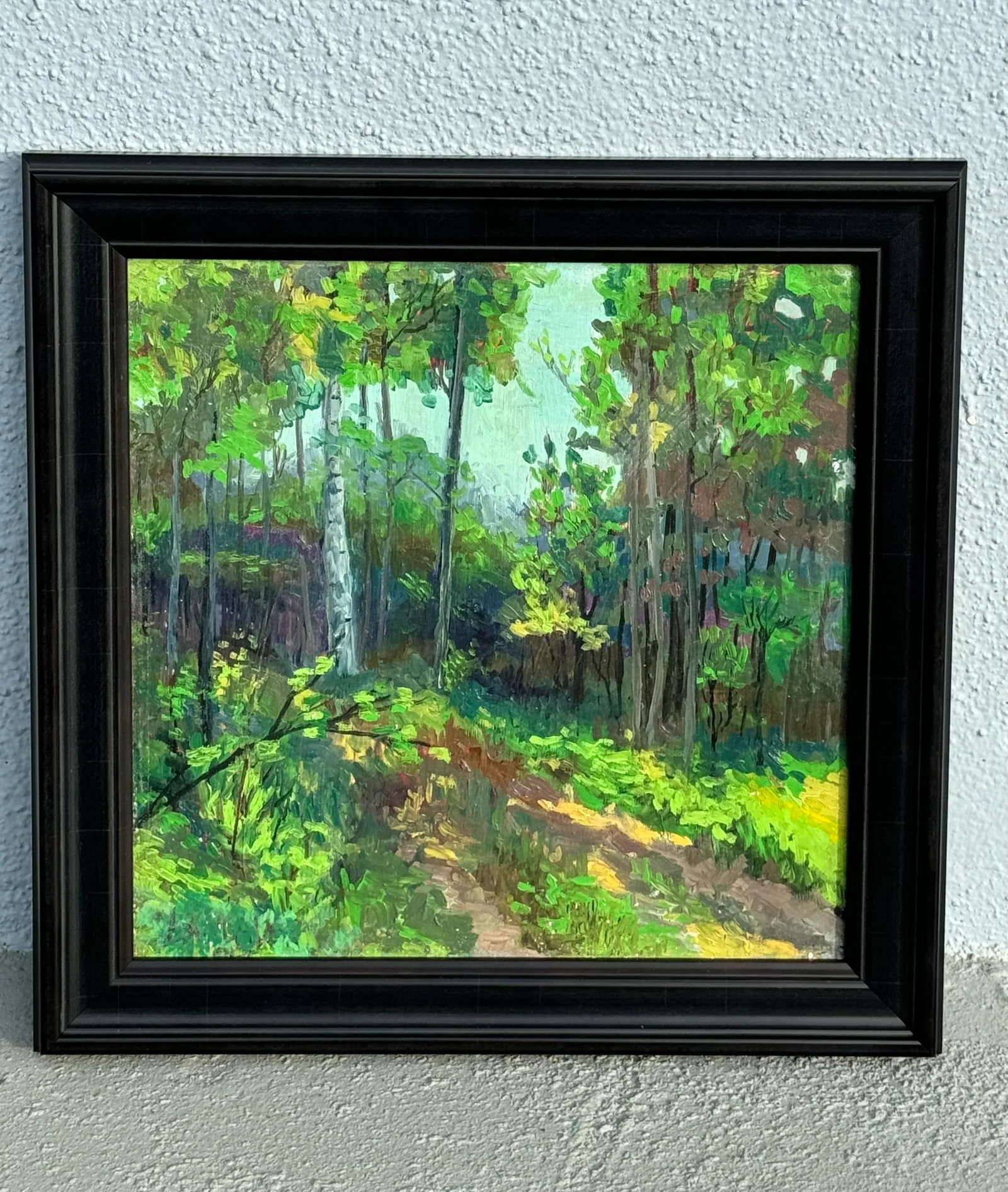 Late 20th Century Original Vintage Impressionistic Painting of a Forest Path - 7