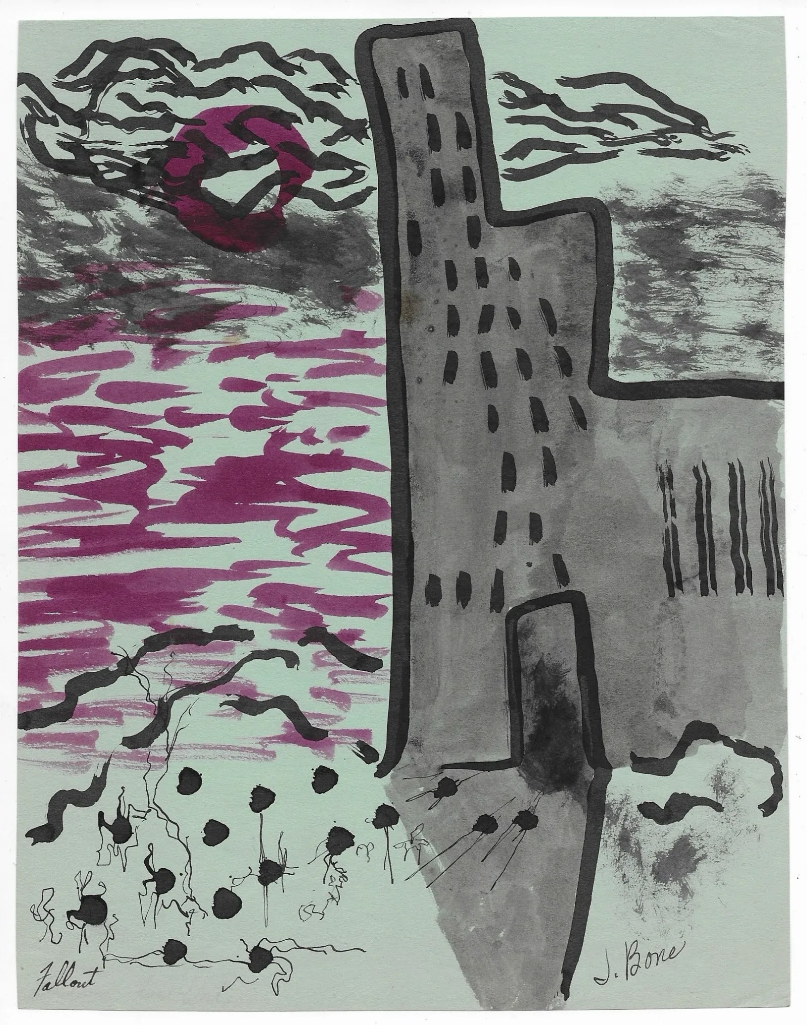 1950s James Bone Modern Landscape Painting - 4