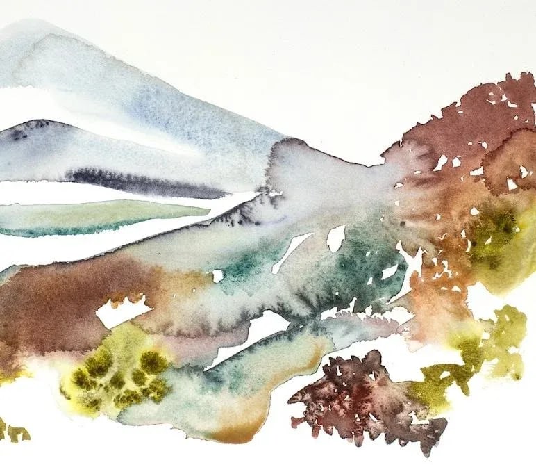 "Autumnal No. 18" Contemporary Original Abstract Mountain Landscape Watercolor Painting by Elizabeth - 3