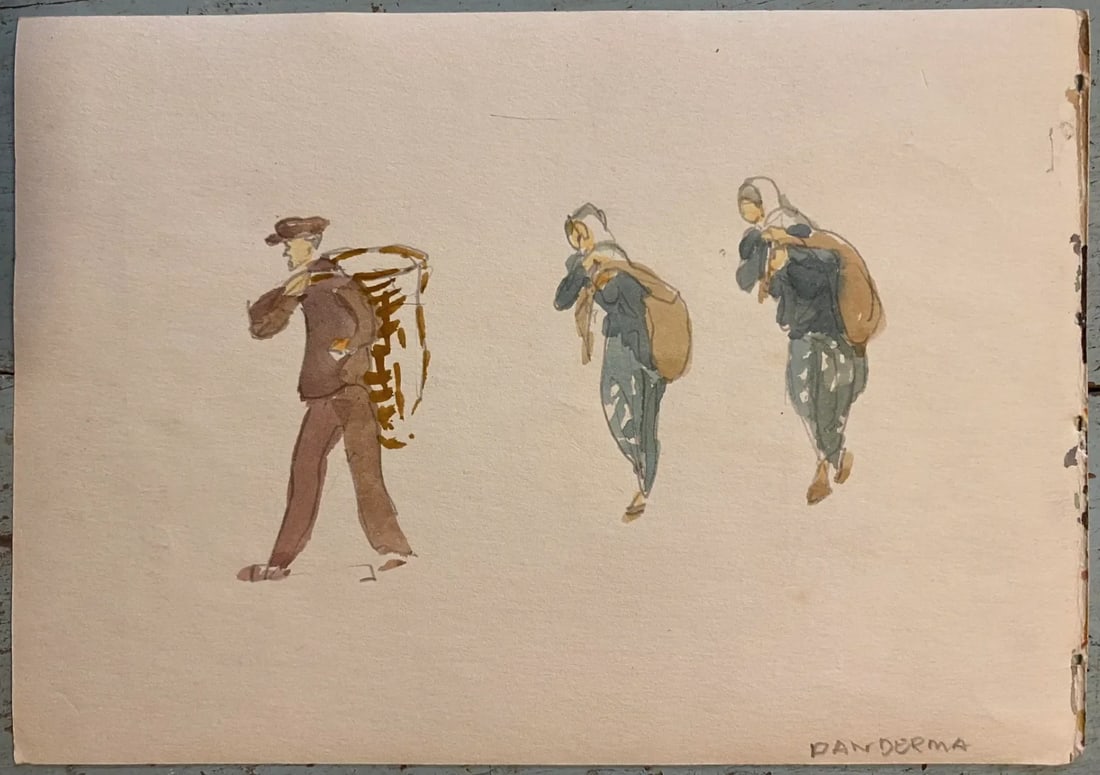 1950s Ivy Attwell Coastal Turkey Watercolor Painting - 3