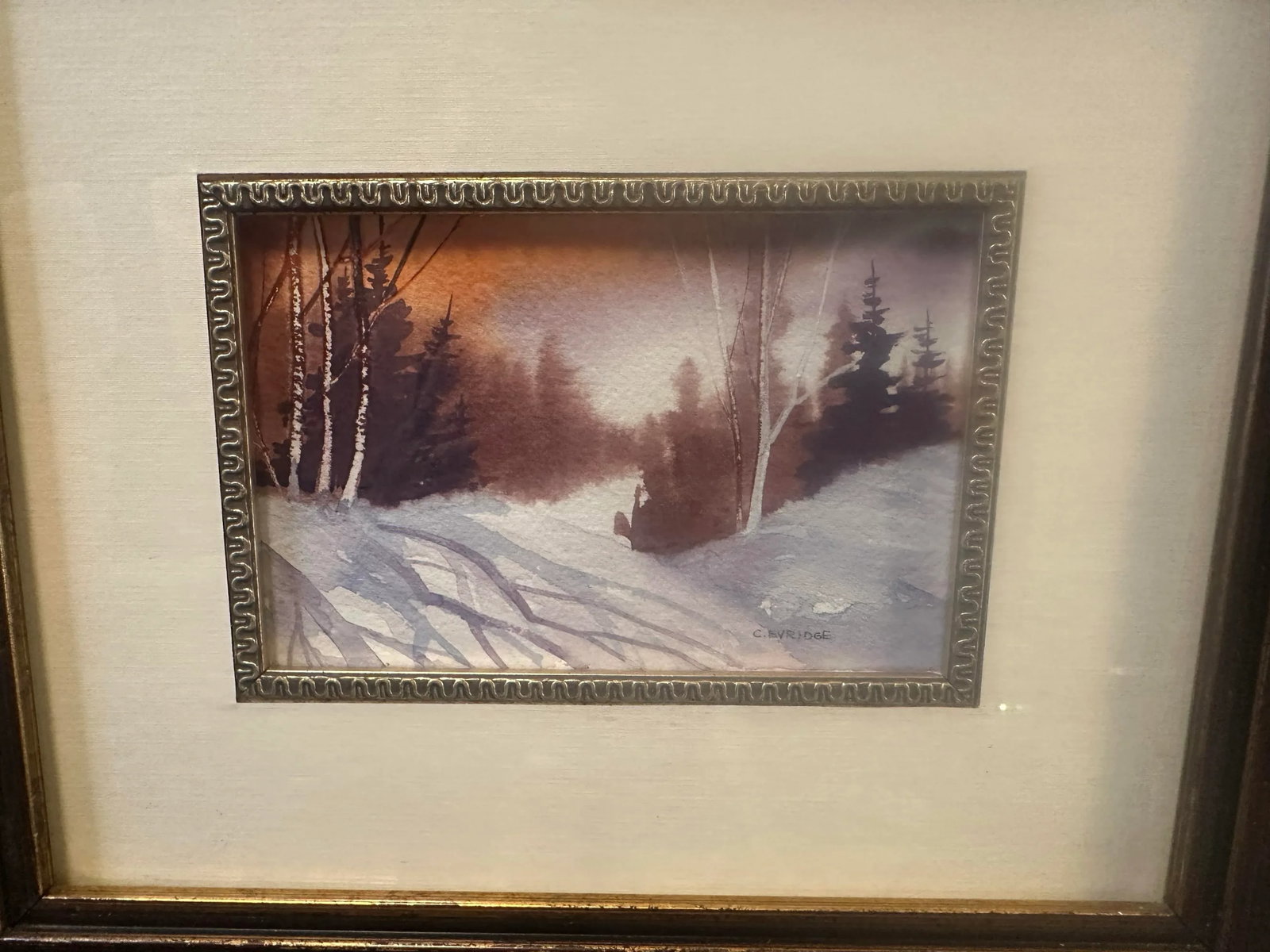 Late 20th Century First Snow Watercolor Painting by C. Evridge - 2