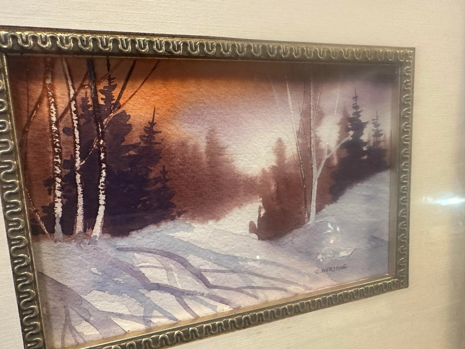 Late 20th Century First Snow Watercolor Painting by C. Evridge - 3