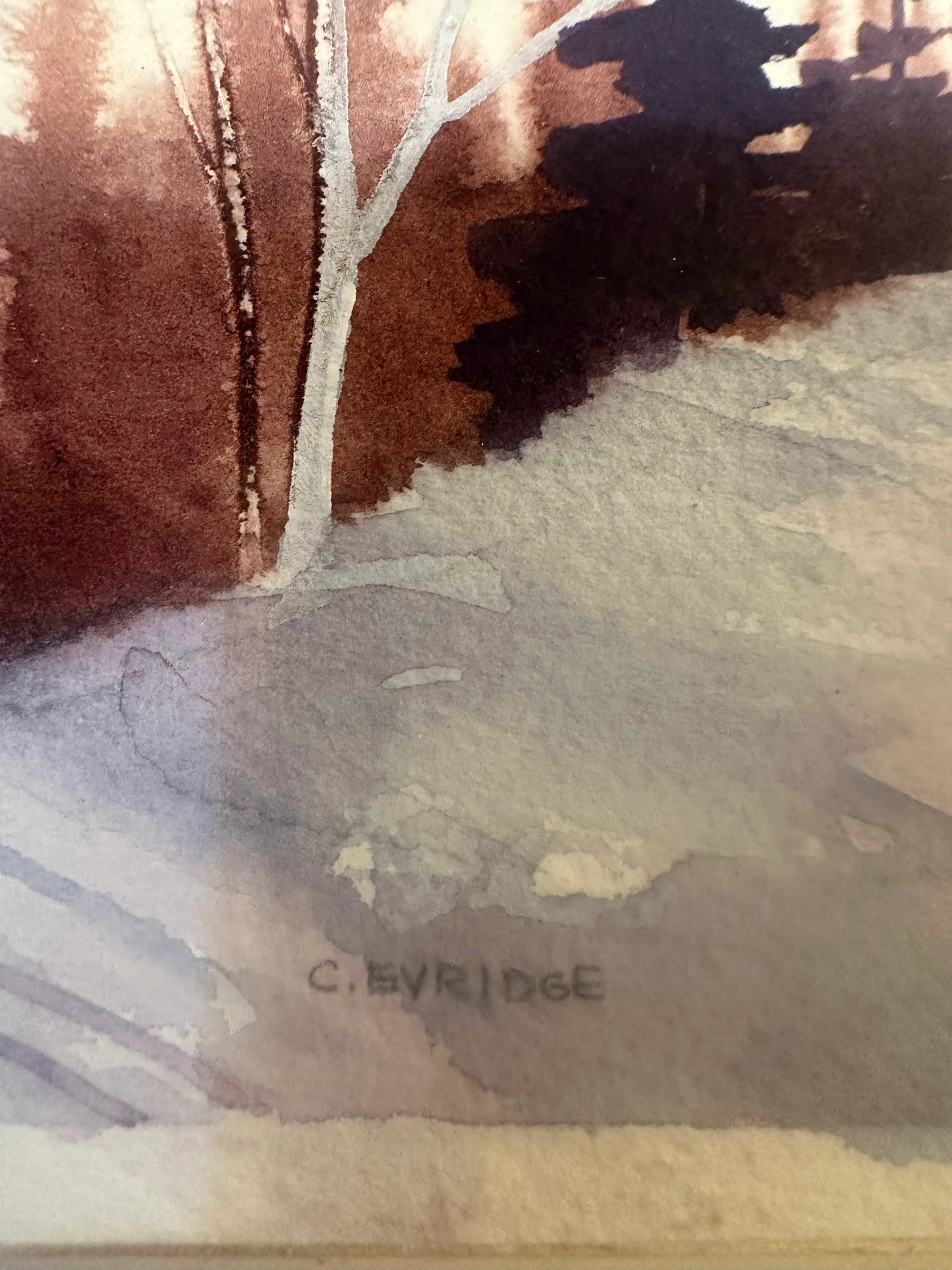 Late 20th Century First Snow Watercolor Painting by C. Evridge - 4
