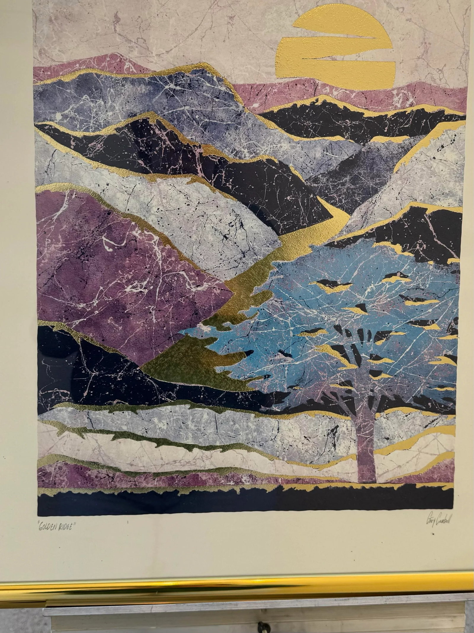 Purple Valley Mid-Century Figurative Landscape - 4