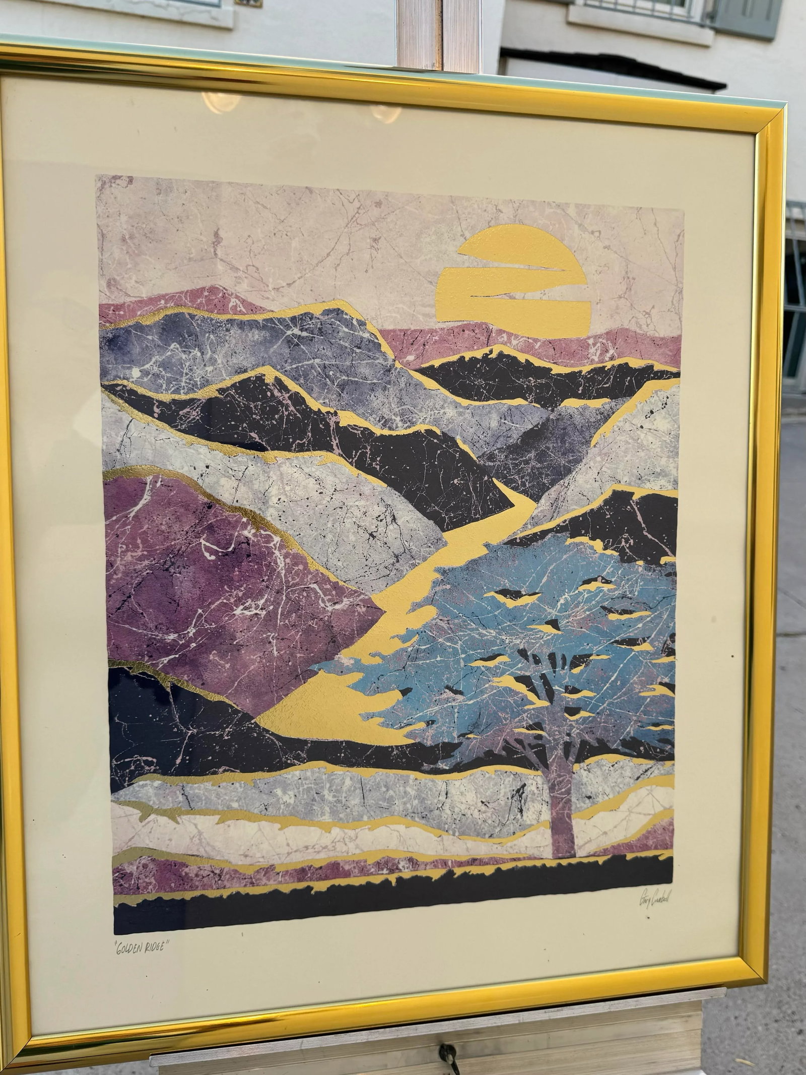 Purple Valley Mid-Century Figurative Landscape - 5