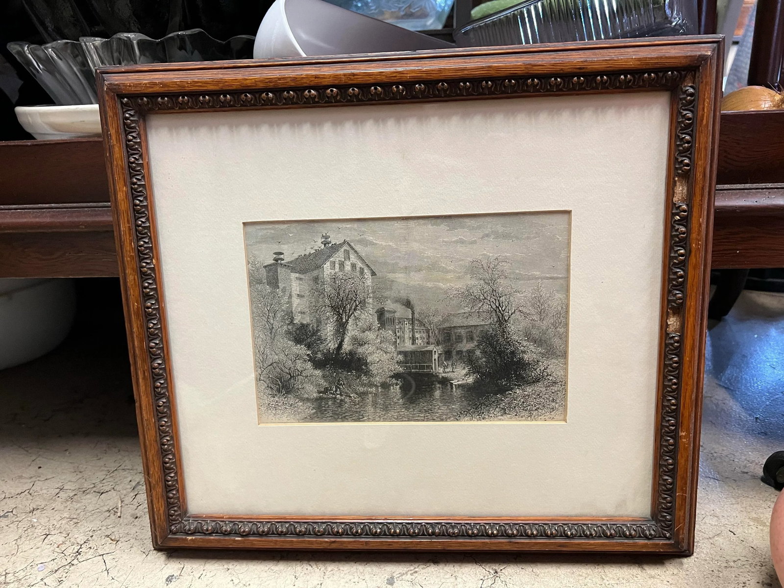 19th Century Blackstone River Print Framed & Matted - 2