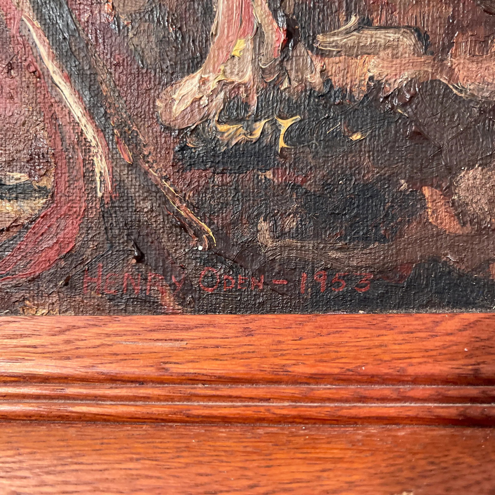 Henry Oden 1952 Oil on Canvas Landscape Signed - 3
