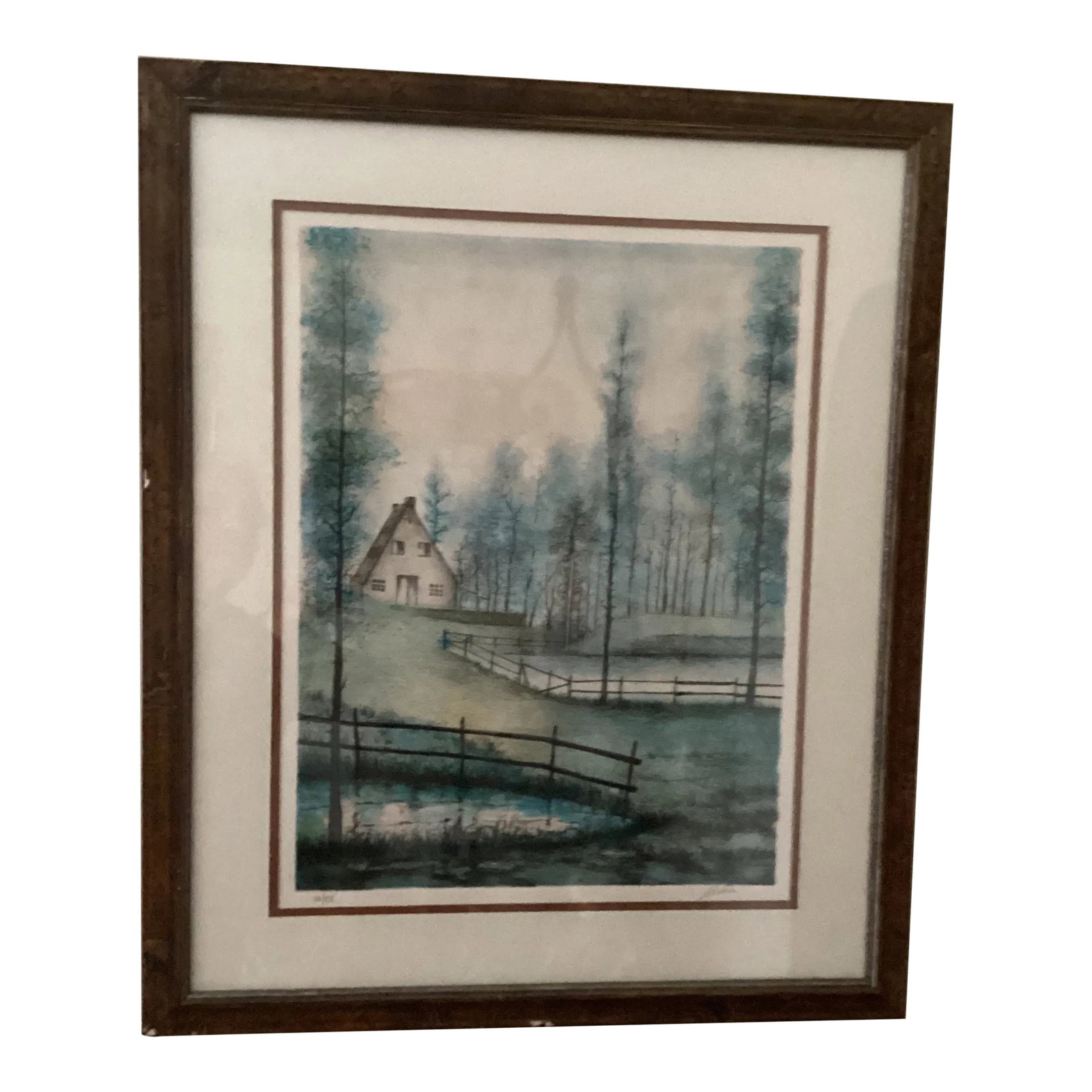 Mid 20th Century Original Lithograph # 80/375 by Antonio Rivera Signed and Numbered Spain: Tmmerse yourself in the serene beauty captured by Antonio Rivera in his original lithograph titled "Winter." Numbered as 80/375, this mid-20th-century print showcases the tranquil essence of the