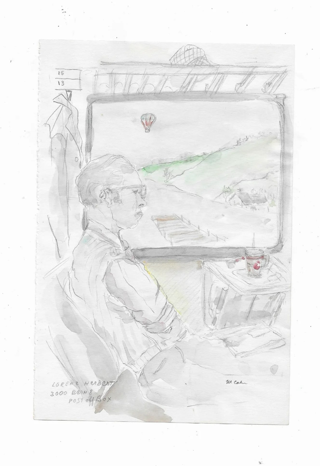 1980s Myriam Cahn Man on Train - 2