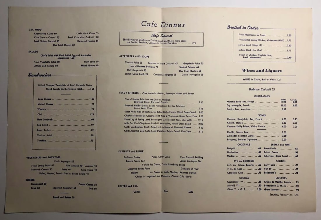1948 Barbizon Plaza Restaurant Menu Spanish Themed - 2