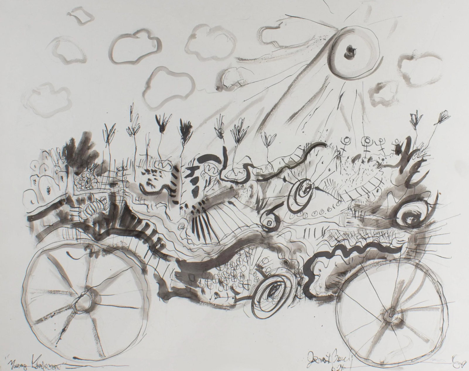 2009 "Moving Landscape" Abstract Mixed Media Drawing by James L. Bruch - 2