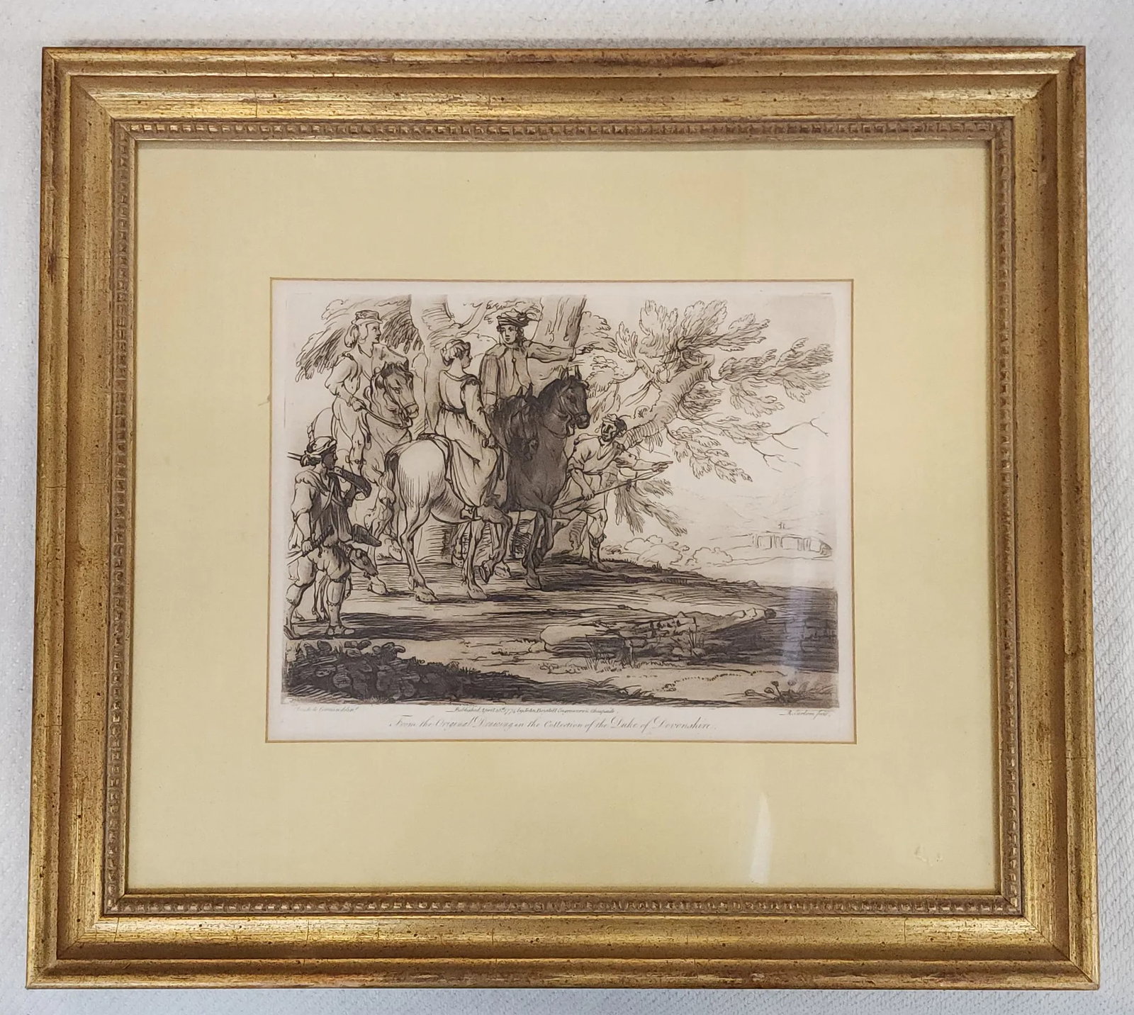Framed Etching R. Earlom Fecit ~ John Boydell Print ~ Claude Le Lorrain ~ Duke of Devonshire, 18th C - 3