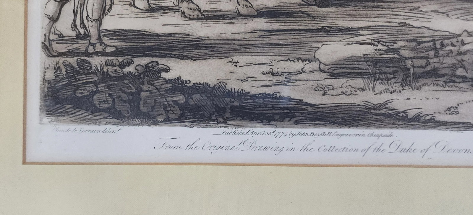 Framed Etching R. Earlom Fecit ~ John Boydell Print ~ Claude Le Lorrain ~ Duke of Devonshire, 18th C - 6