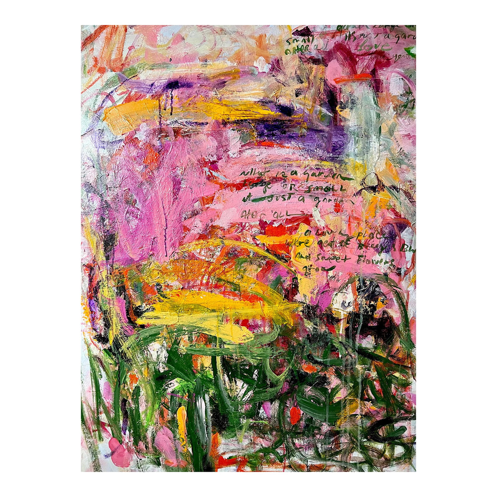 Garden of Dreams...What Is a Garden ...A Garden After All, an Original Acrylic Painting: What is a Garden, large or small...It's just a Garden after all..A Lovely place where gentle breezes blow..and sweet flowers grow...This colorful very painterly painting is a wonder...especially if