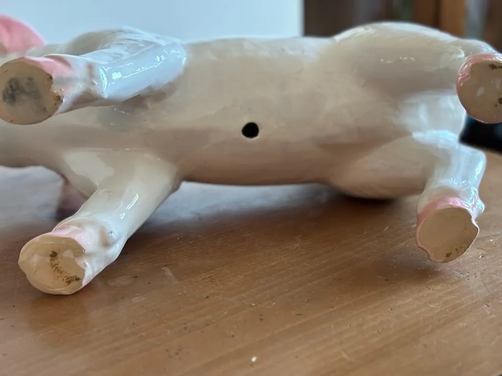 Mid-Century Vintage French Butcher Style Pig Crackle Design Ceramic Sculpture After Townsend - 3