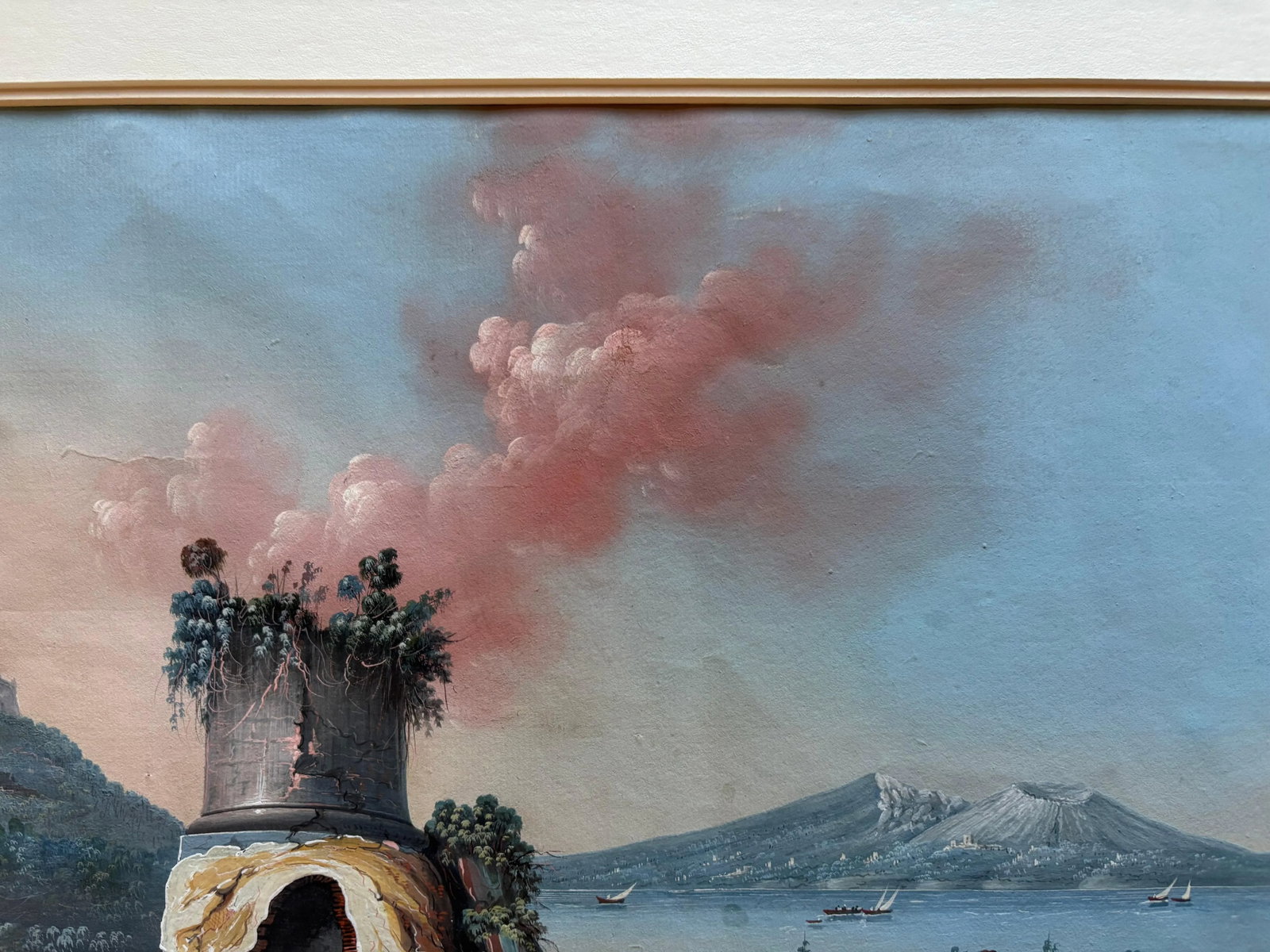 Pair 18th or 19th Century Italian Grand Tour Gouaches Of Vesuvius, Bay of Naples - 10