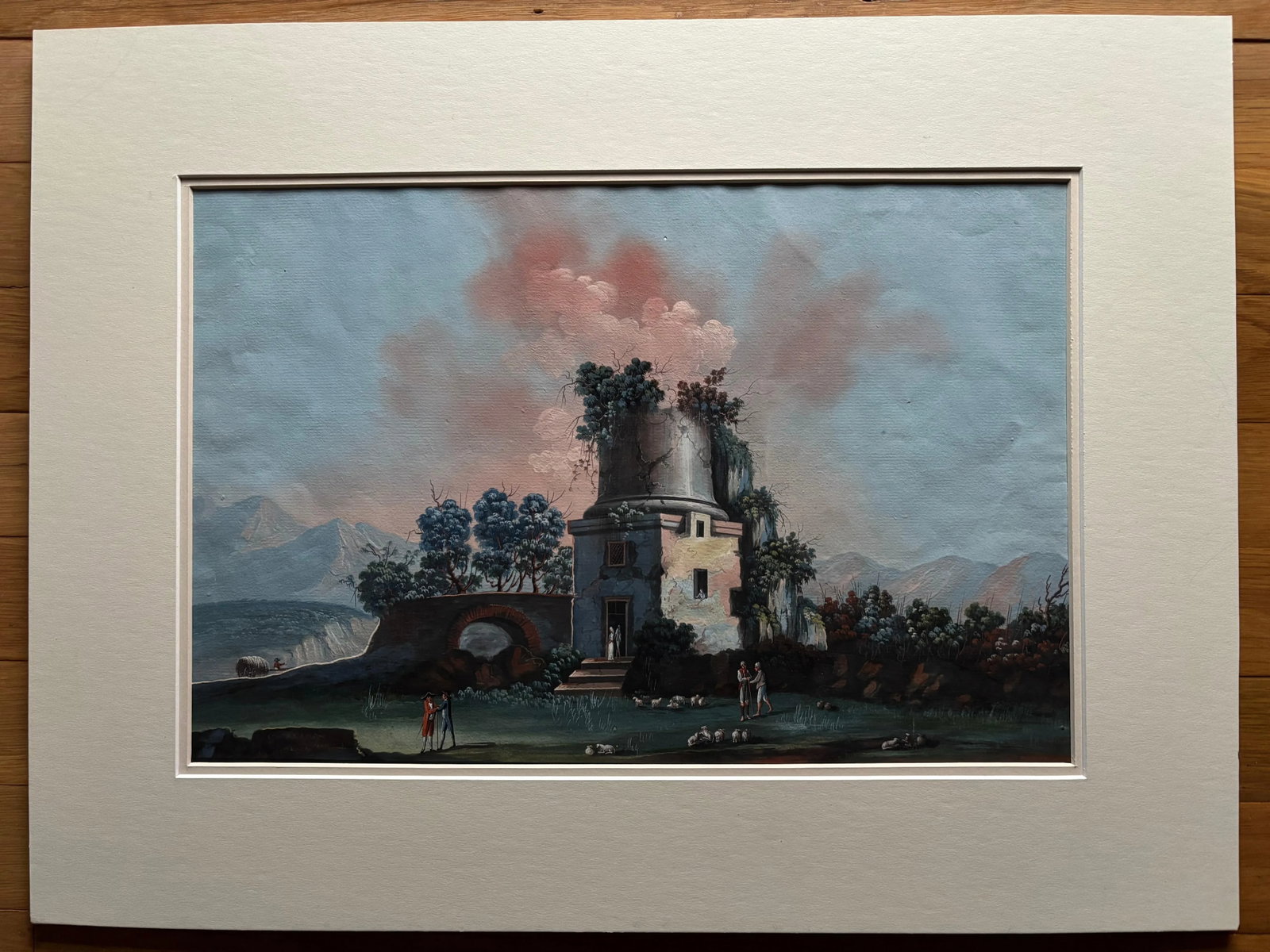 Pair 18th or 19th Century Italian Grand Tour Gouaches Of Vesuvius, Bay of Naples - 5