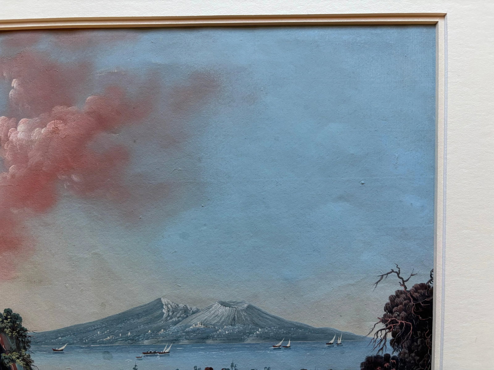 Pair 18th or 19th Century Italian Grand Tour Gouaches Of Vesuvius, Bay of Naples - 8
