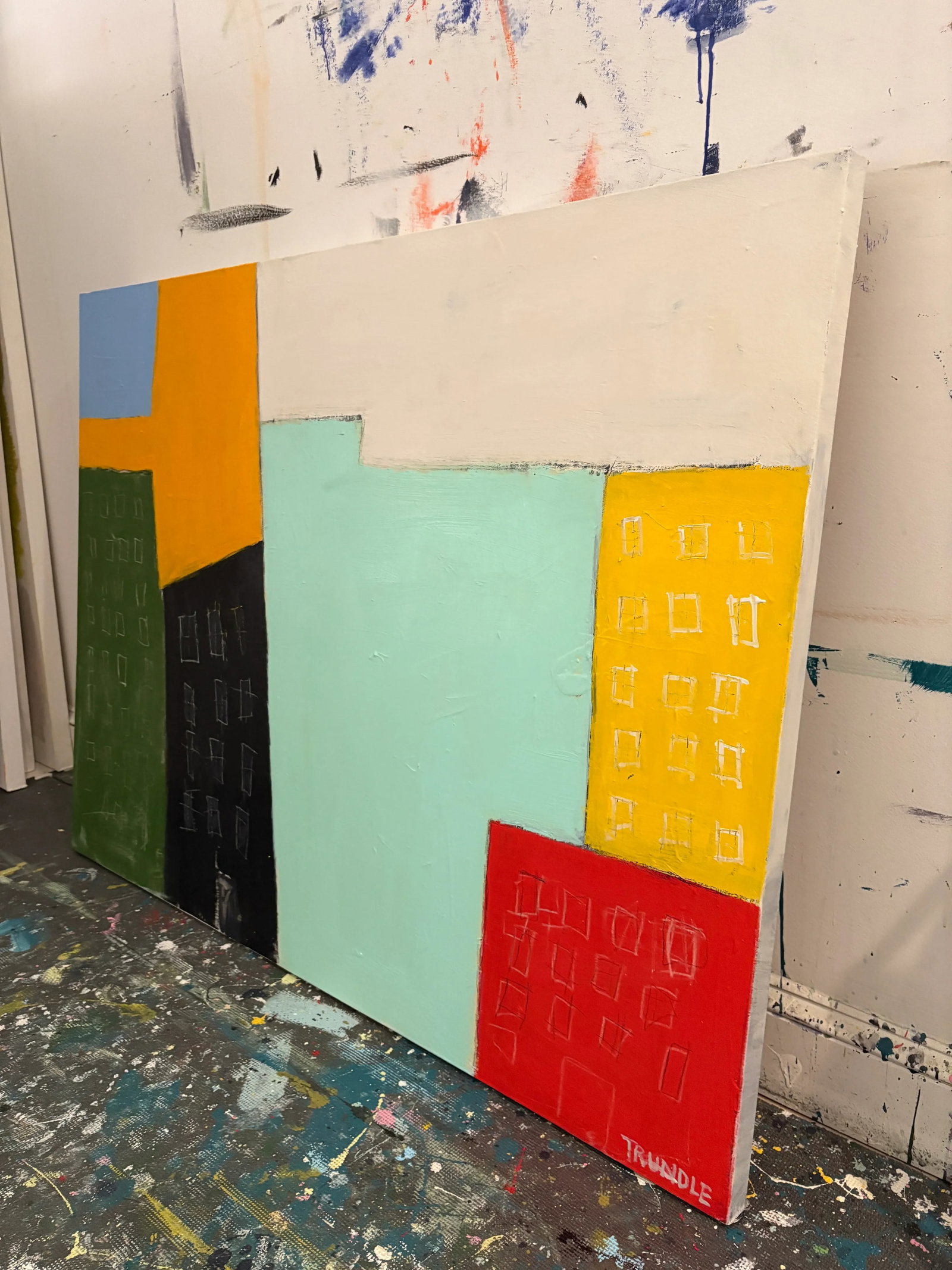 Sarah Trundle, Contemporary Abstract Cityscape Painting, "On the Block, No. 2" - 4