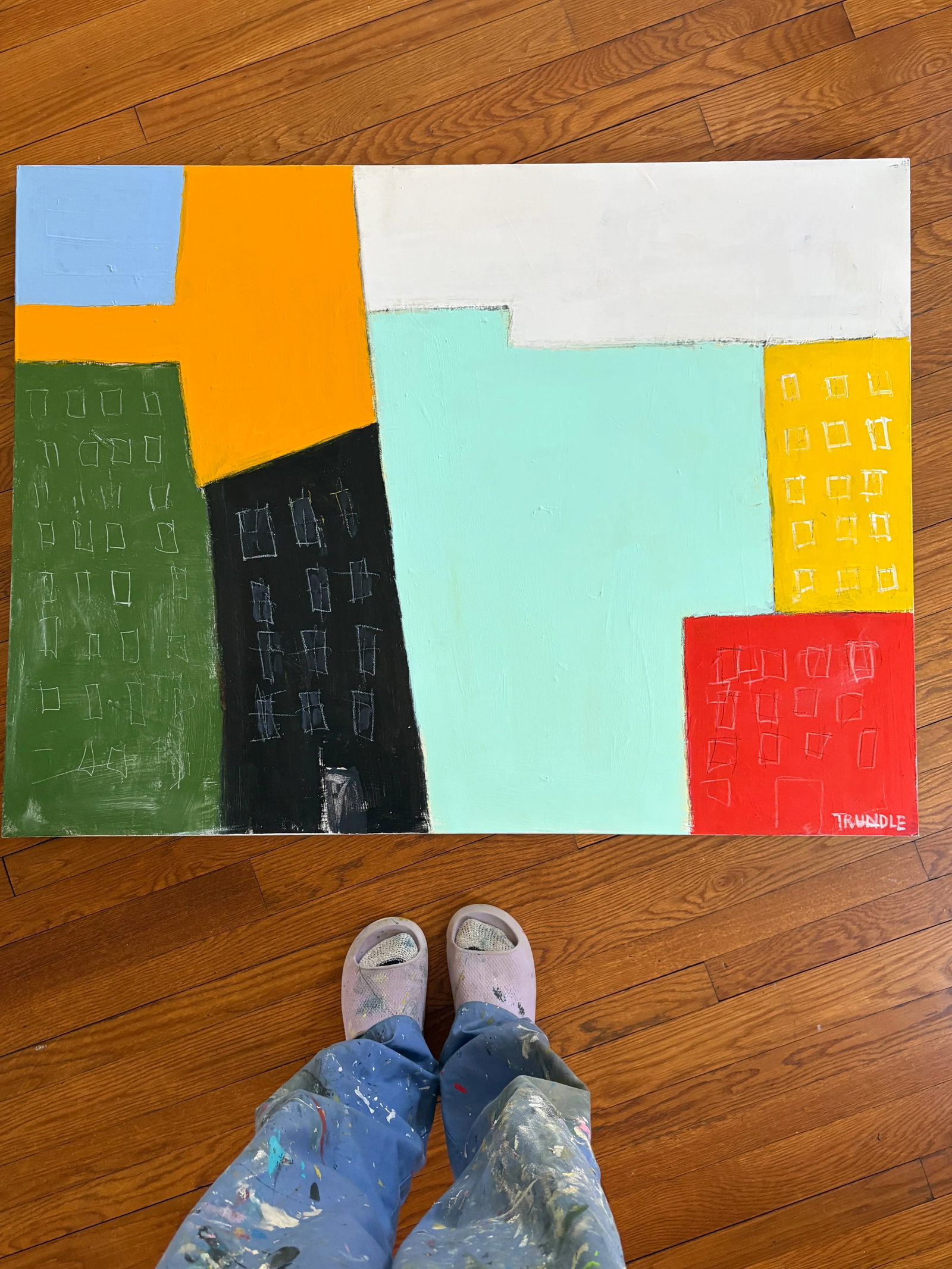 Sarah Trundle, Contemporary Abstract Cityscape Painting, "On the Block, No. 2" - 5