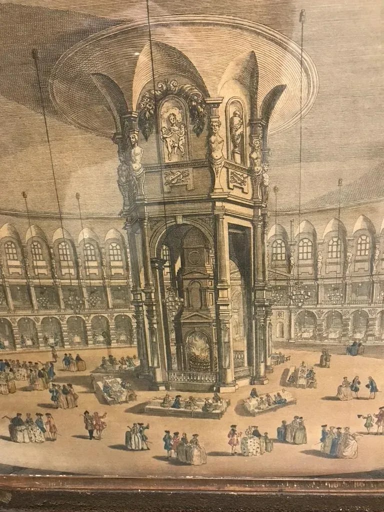 18th C Hand Colored Engraving of The Rotunda at Ranleagh Gardens After Canaletto - 2