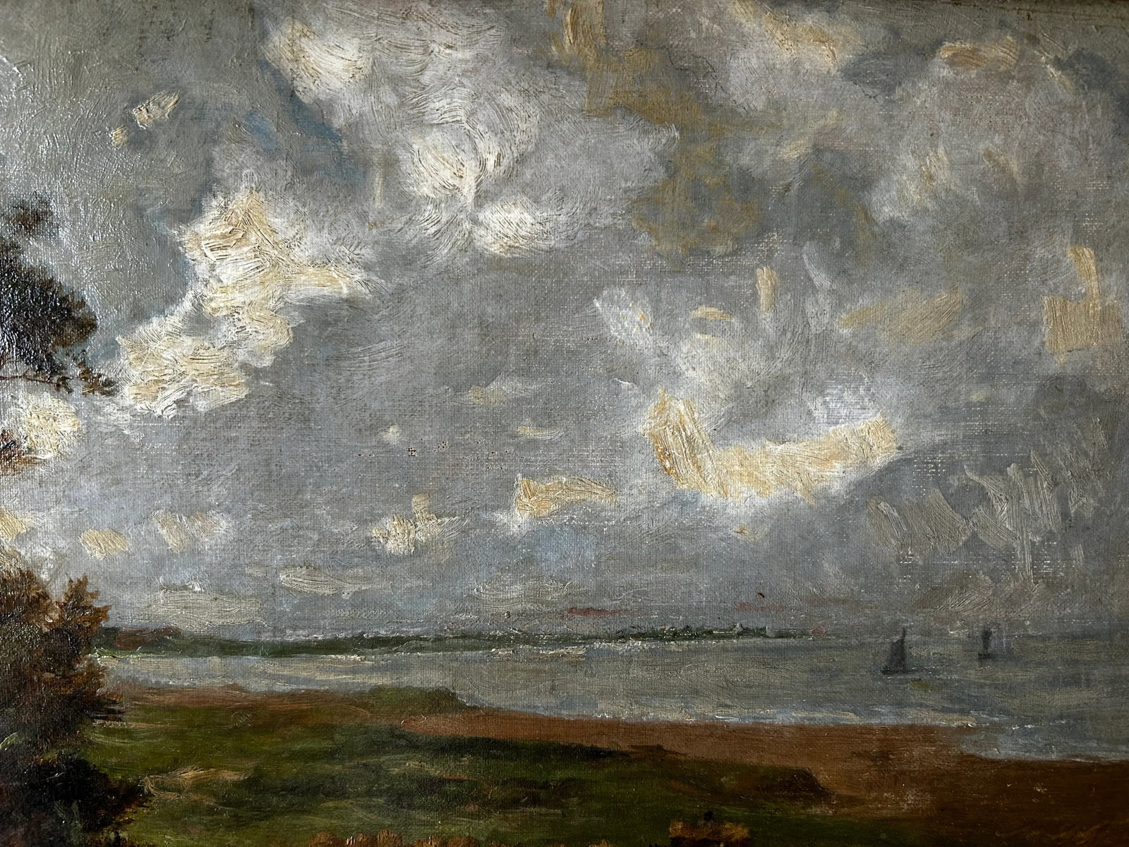 Late 19th Century James Peel Antique Oil Painting, English Harvest Scene Coastal Landscape - 11