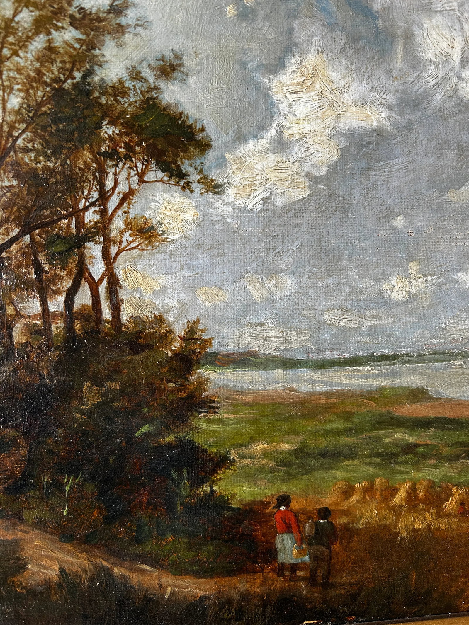 Late 19th Century James Peel Antique Oil Painting, English Harvest Scene Coastal Landscape - 9
