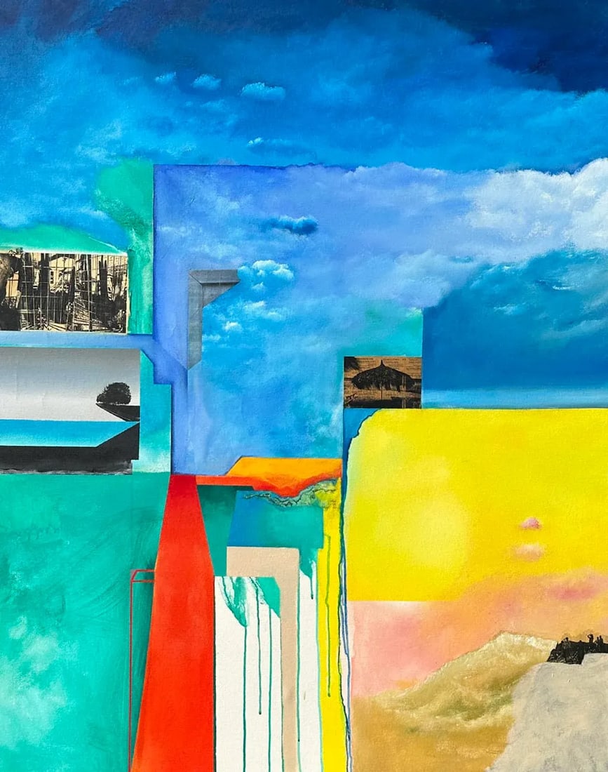 Abstract Mixed Media Painting and Collage on Canvas by Anthony Louis Popcheff - 2