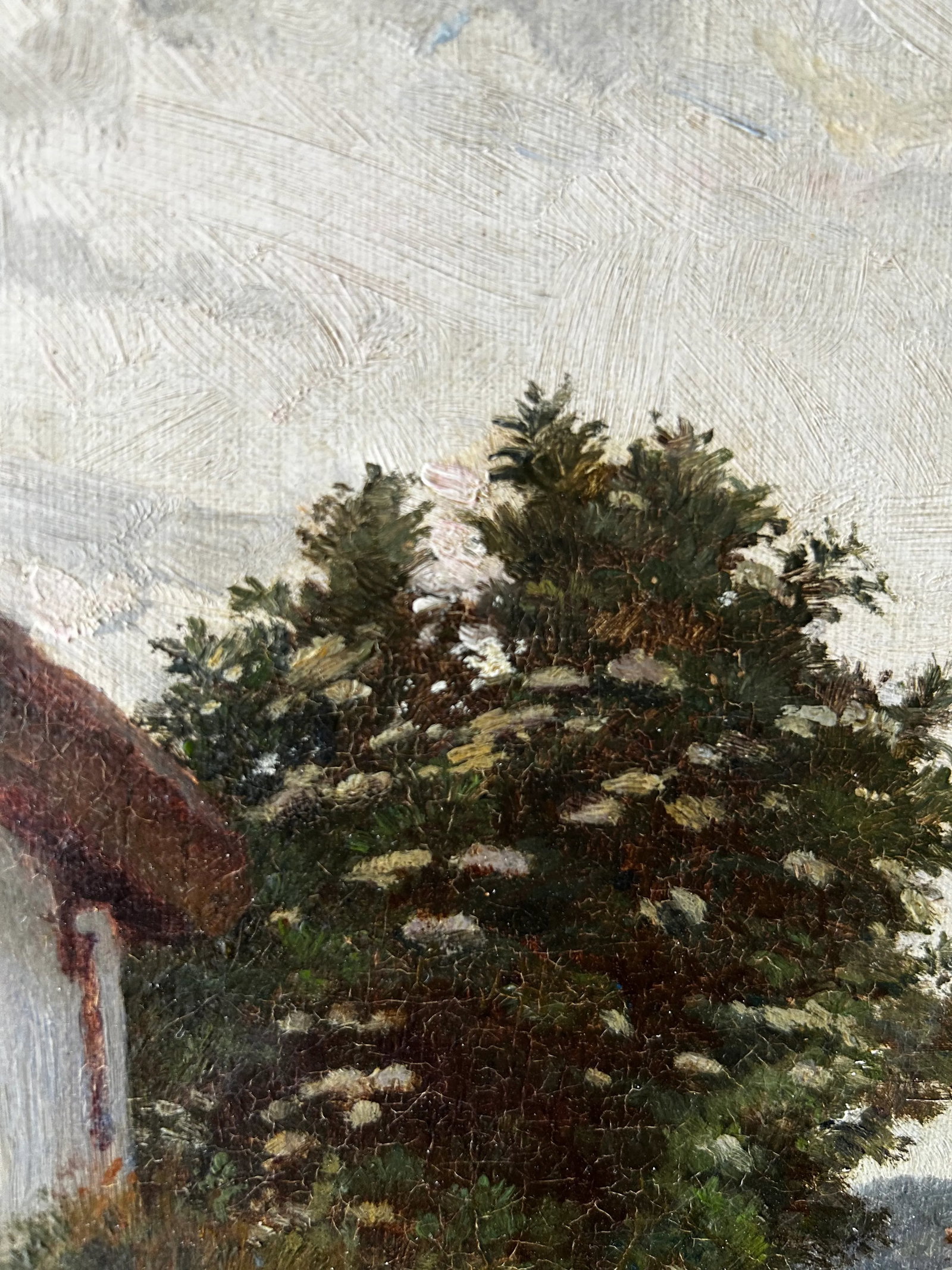 Antique Original Oil Painting by Gustav Vermehren, Cottage at Dusk, Realism - 5
