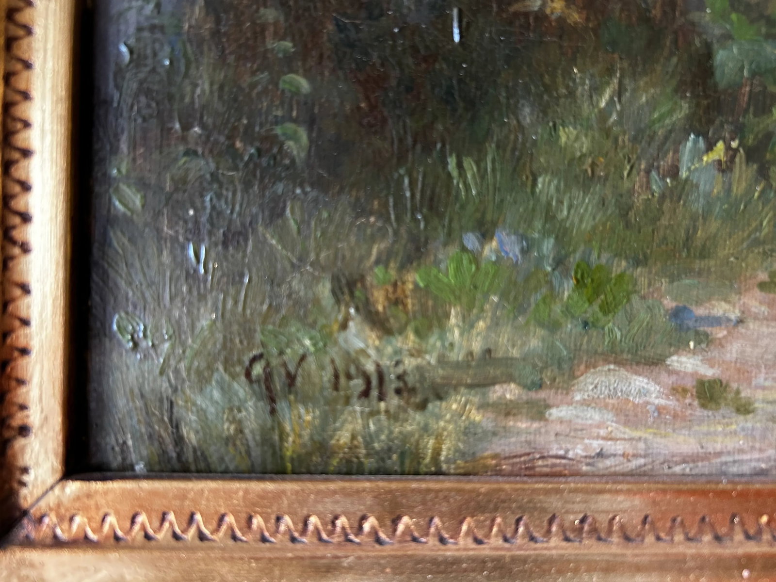 Antique Original Oil Painting by Gustav Vermehren, Cottage at Dusk, Realism - 7