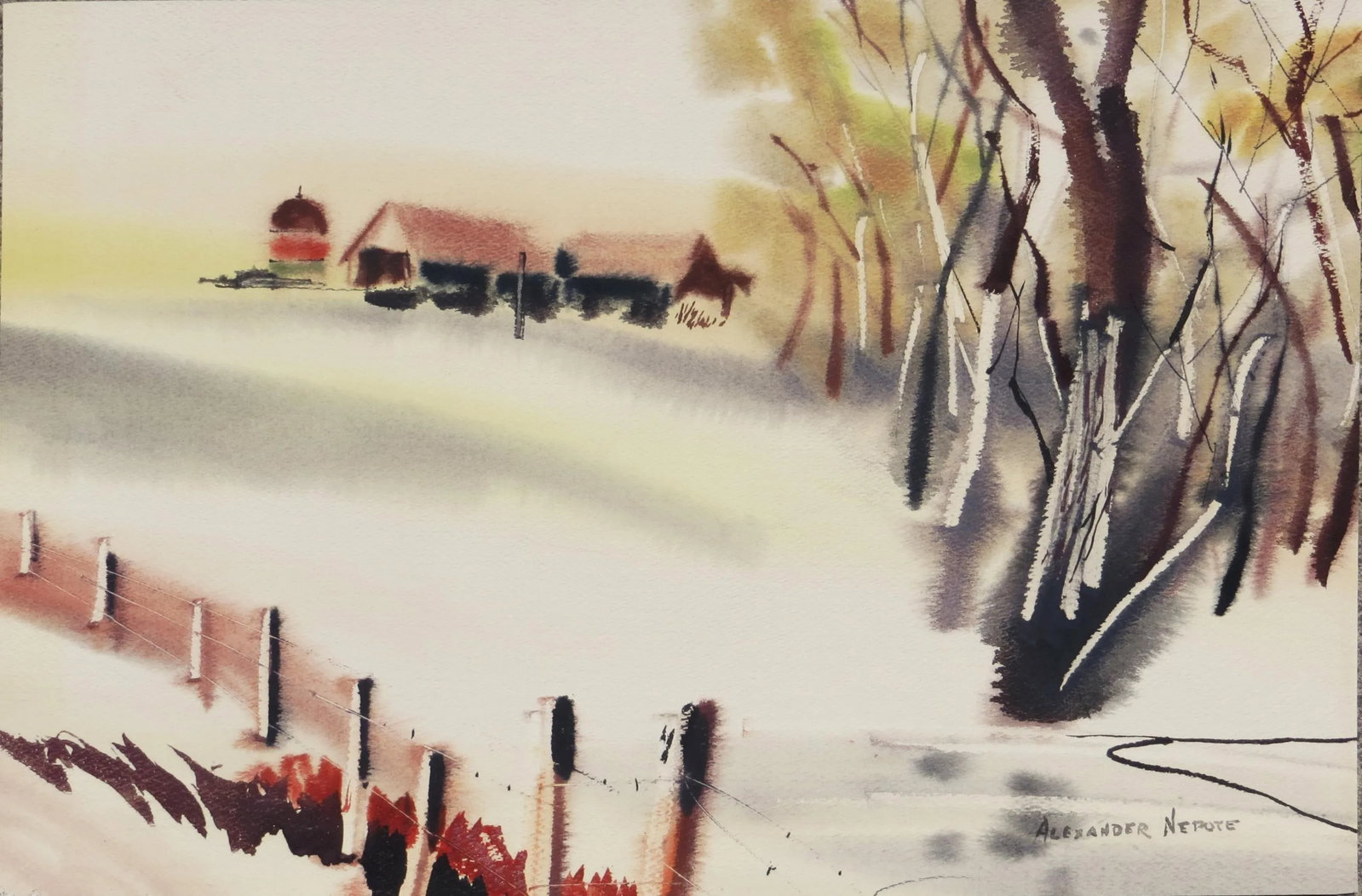 Alexander Nepote Early Midcentury Modern California Watercolor - 2