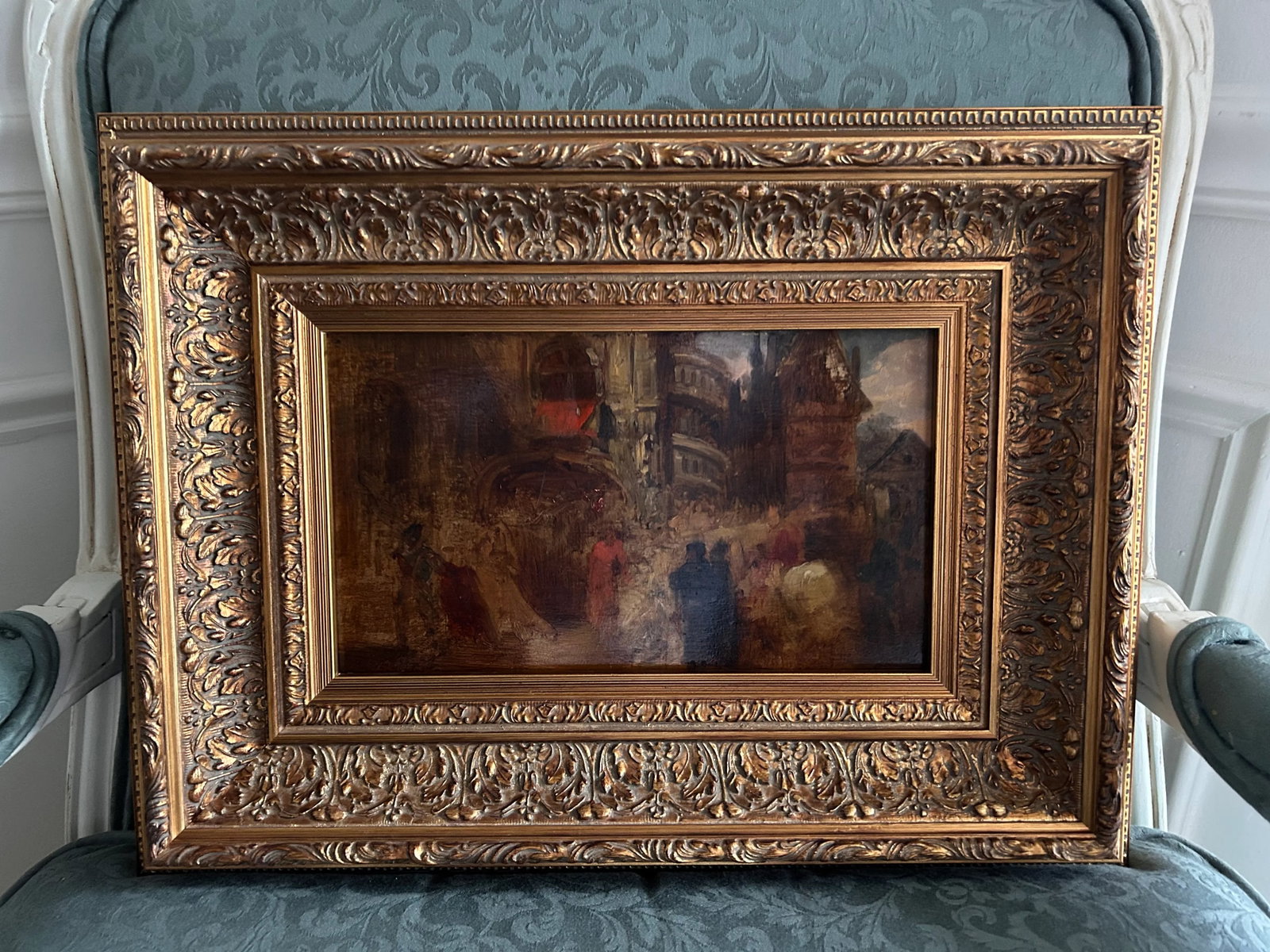Antique 19th. Century Oil Painting, Follower of Richard Parkes Bonington, Good Friday Procession, Im - 11