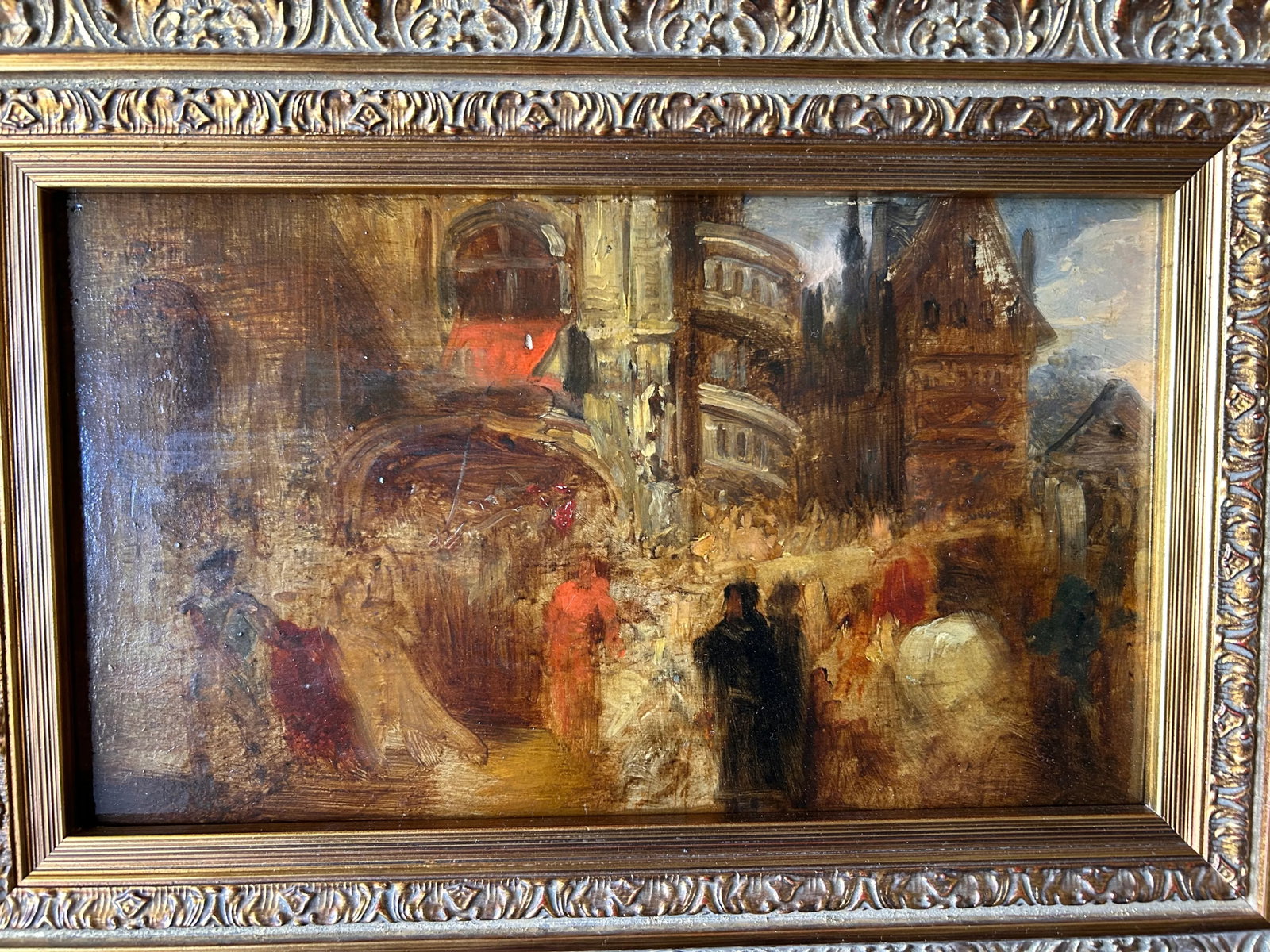 Antique 19th. Century Oil Painting, Follower of Richard Parkes Bonington, Good Friday Procession, Im - 2