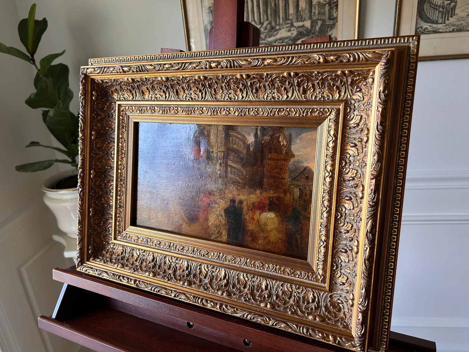 Antique 19th. Century Oil Painting, Follower of Richard Parkes Bonington, Good Friday Procession, Im - 7