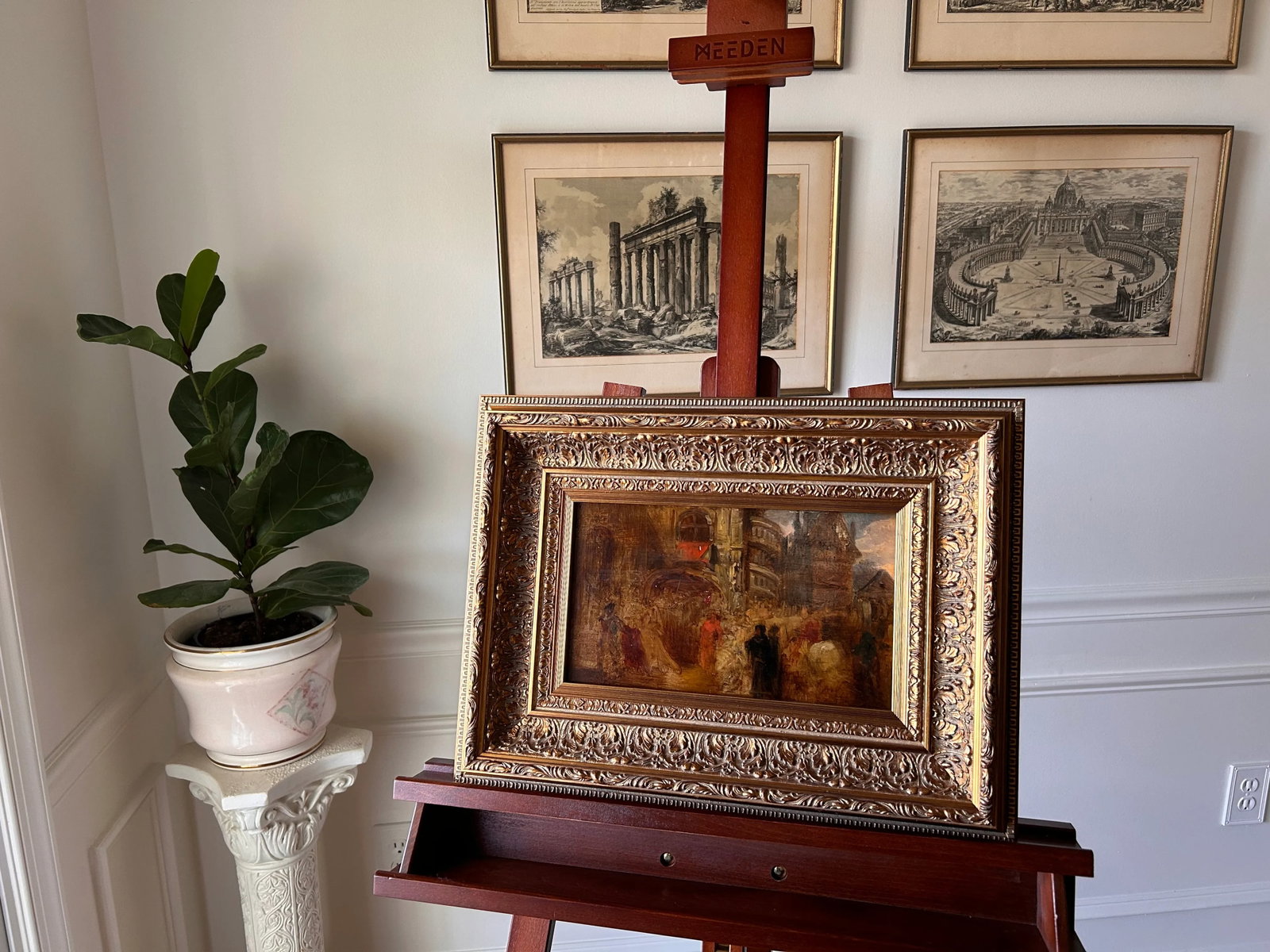 Antique 19th. Century Oil Painting, Follower of Richard Parkes Bonington, Good Friday Procession, Im - 8