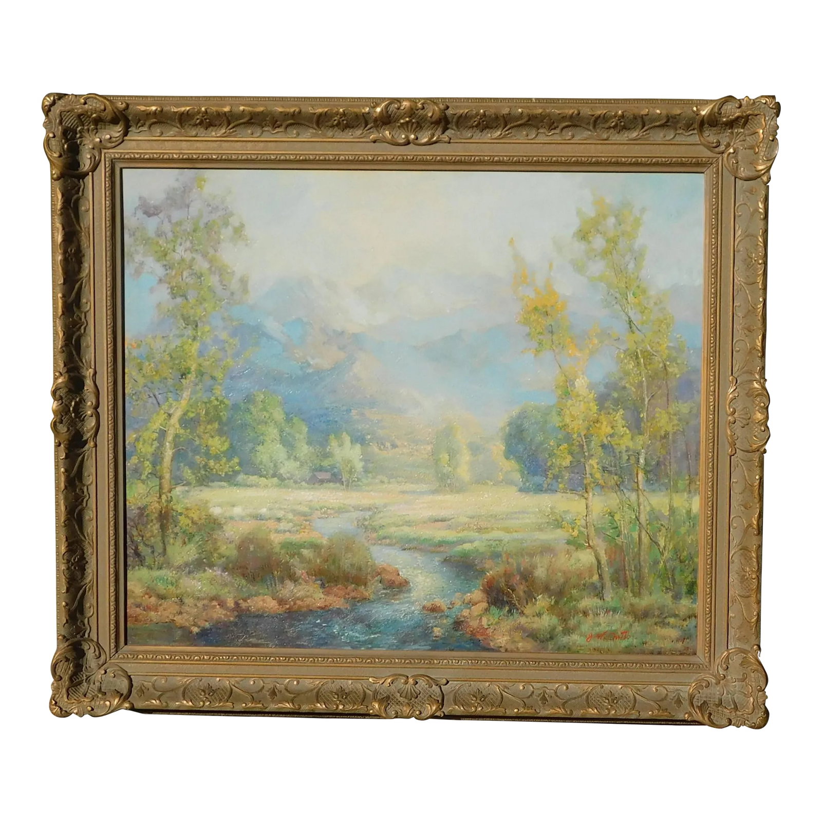John Orth Early Ca Artist, Impressionist Oil Painting, Framed: Vintage oil painting on board by noted California and Texas artist, John Orth. Nice vintage frame. Image size 25 x 30 Condition: Alterations: Original Condition Unaltered Imperfections: Some Imperfect