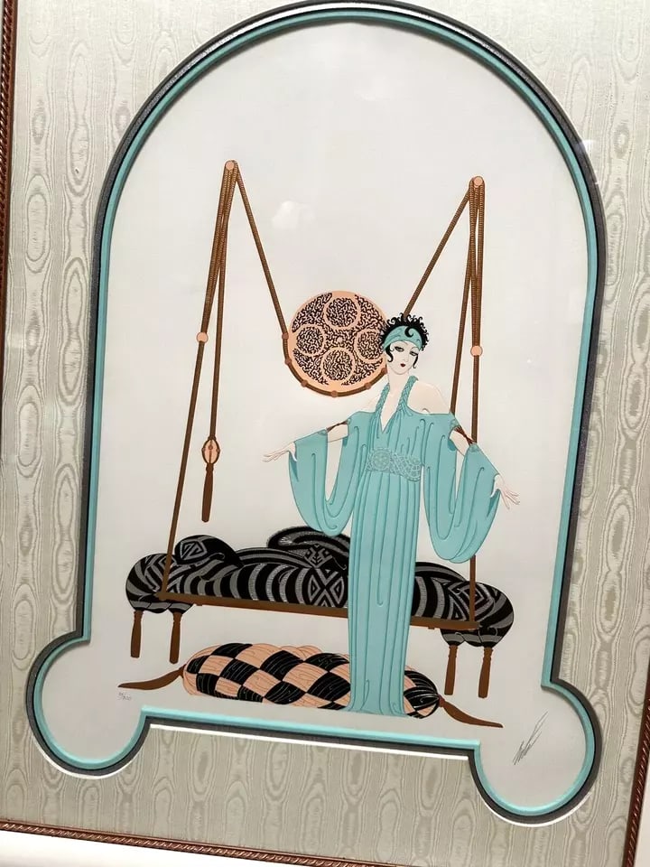 1985 Erte Pillow Swing Limited Edition Lithograph 28/300 - 4