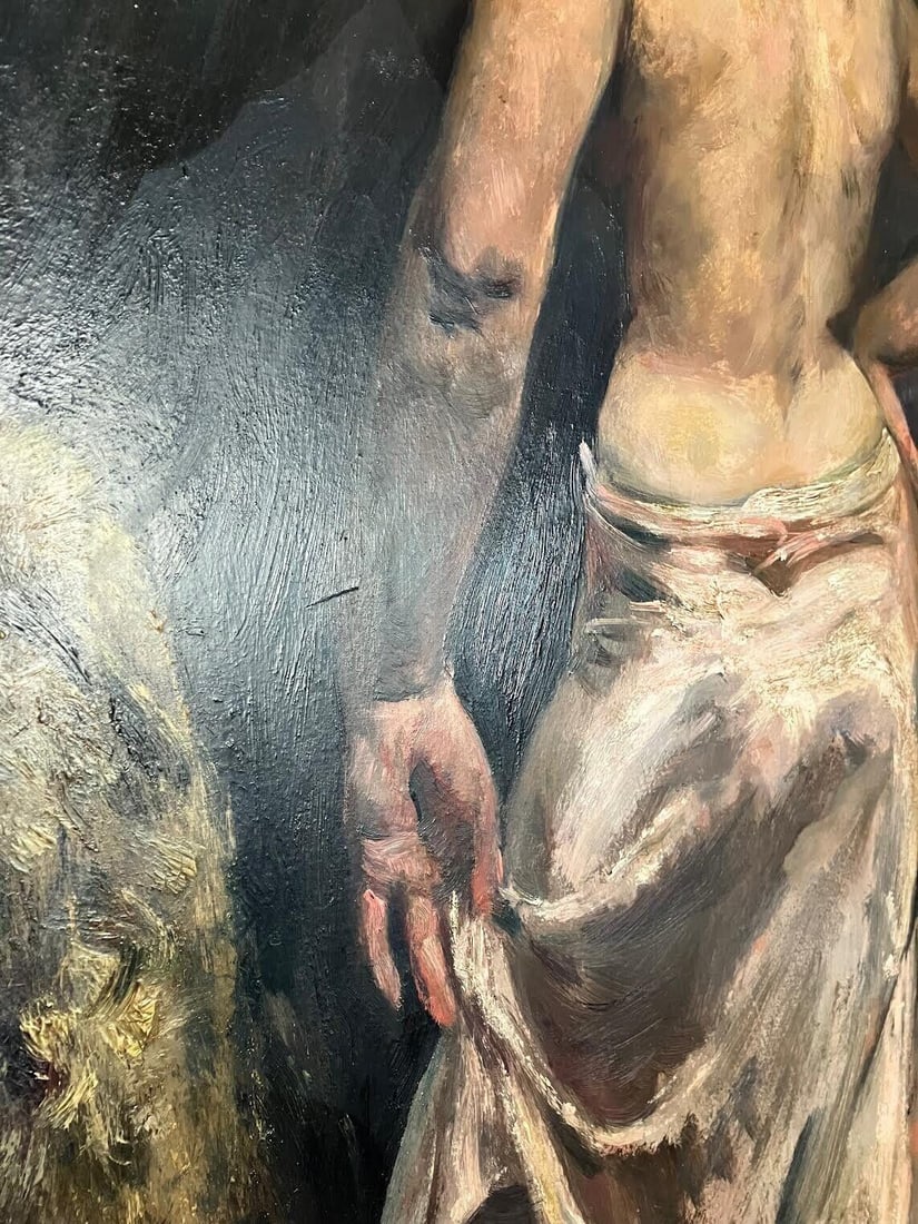 Large Howard Clapp Signed Female Semi-Nude Portrait Oil Painting "Pink Slip" 1945 - 7
