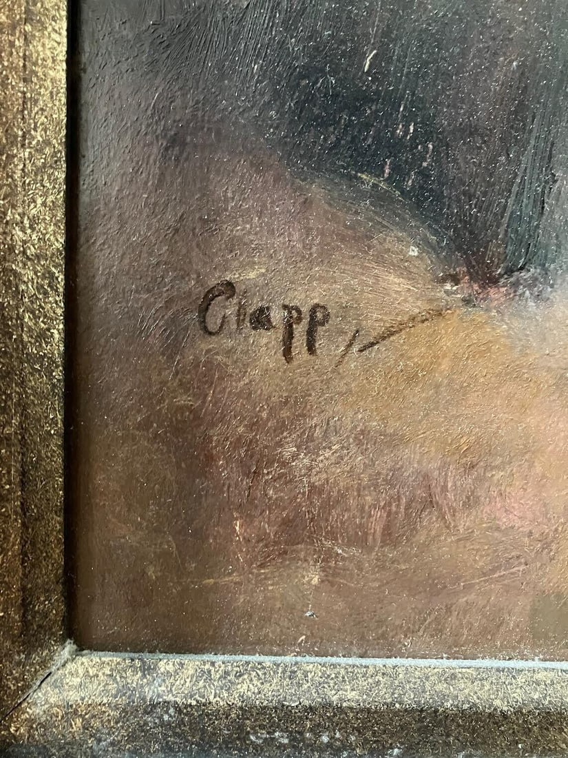 Large Howard Clapp Signed Female Semi-Nude Portrait Oil Painting "Pink Slip" 1945 - 8