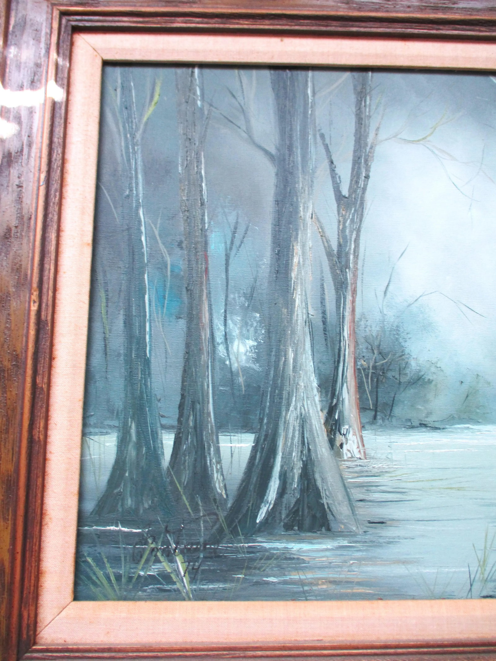 Mid Century Modern Original Oil Painting by New Orleans Artist Stan Fontaine of the Buyou - 3