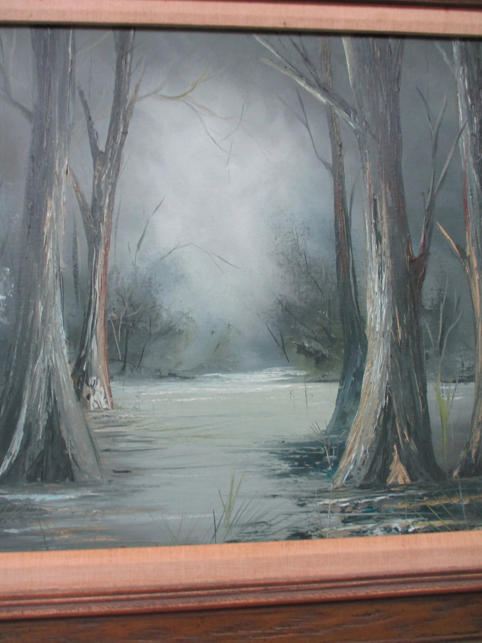 Mid Century Modern Original Oil Painting by New Orleans Artist Stan Fontaine of the Buyou - 4