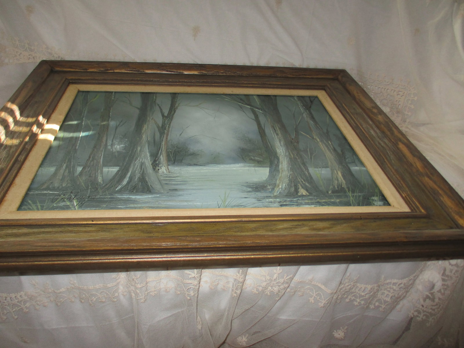 Mid Century Modern Original Oil Painting by New Orleans Artist Stan Fontaine of the Buyou - 7