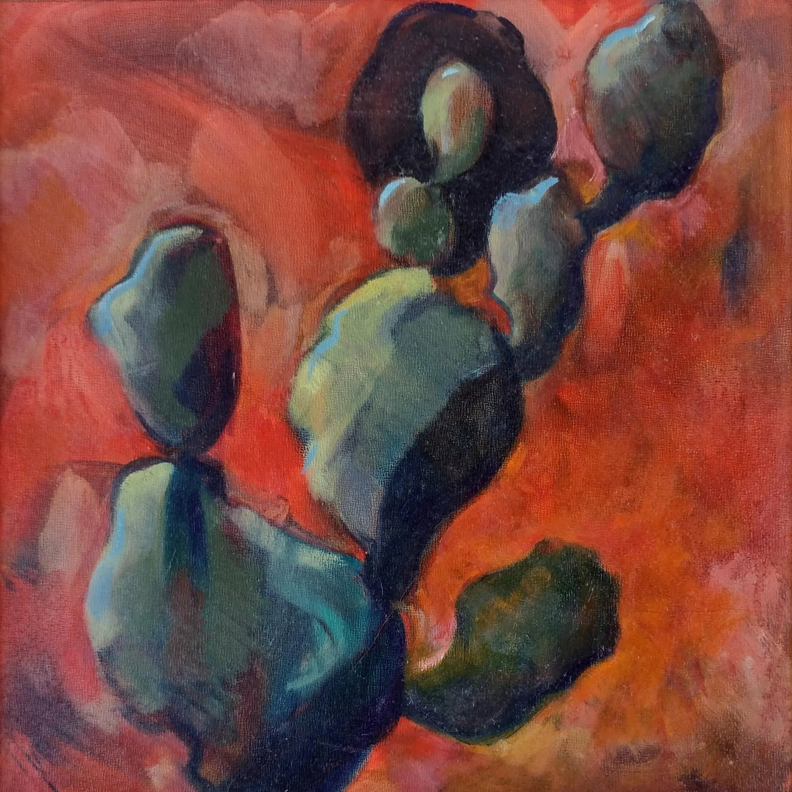 "Cactus of San Felipe De Neri Courtyard" Original Oil by Eason Eige - 2