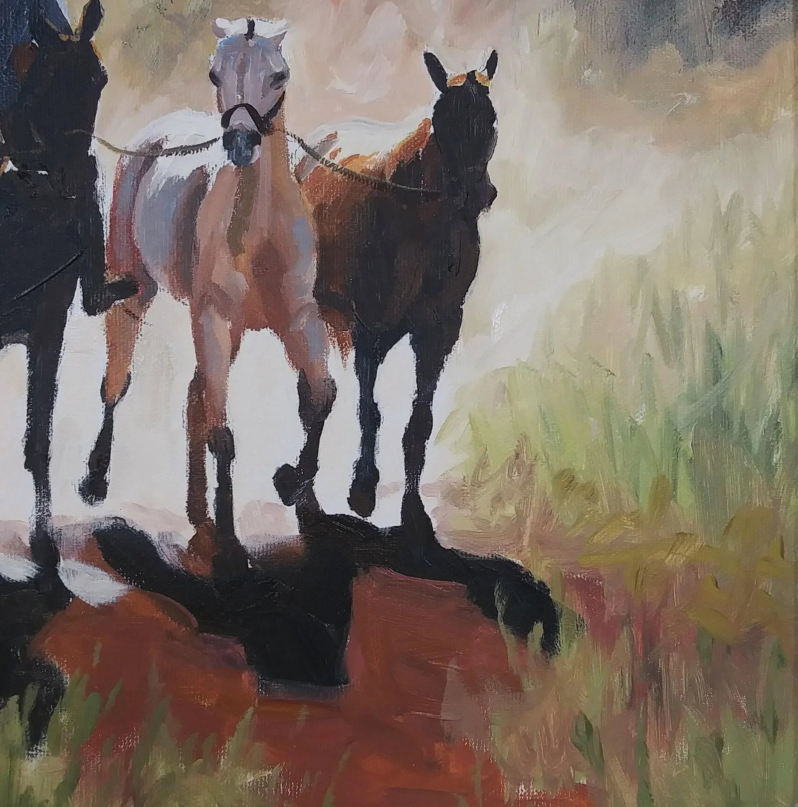 Oil Painting Five Horses by Virginia k.c. Peake Noted Ct Artist 2001 Framed - 6