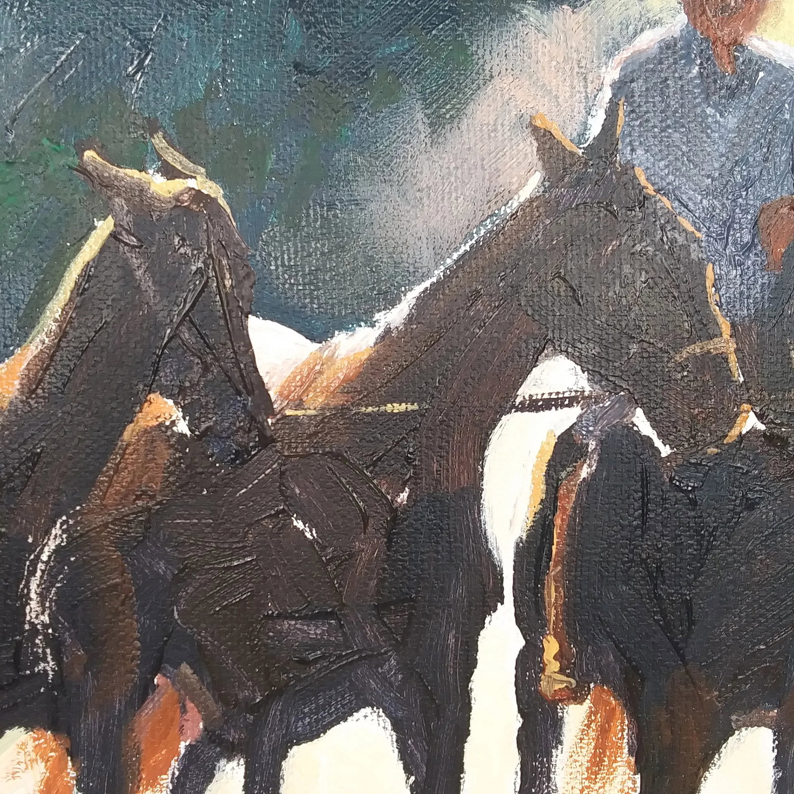 Oil Painting Five Horses by Virginia k.c. Peake Noted Ct Artist 2001 Framed - 8
