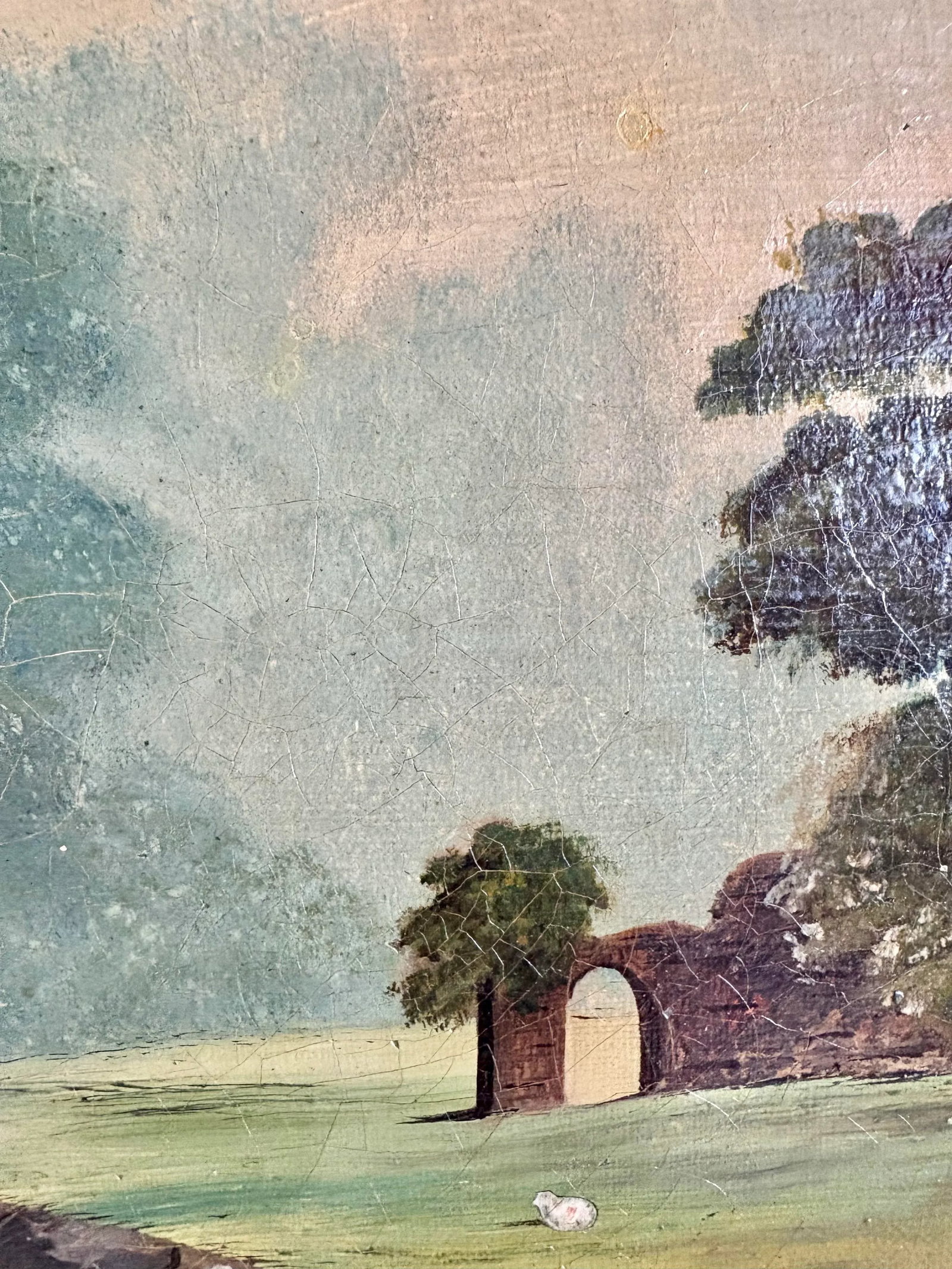 Early 20th Century French Castle Art Oil on Canvas - 7