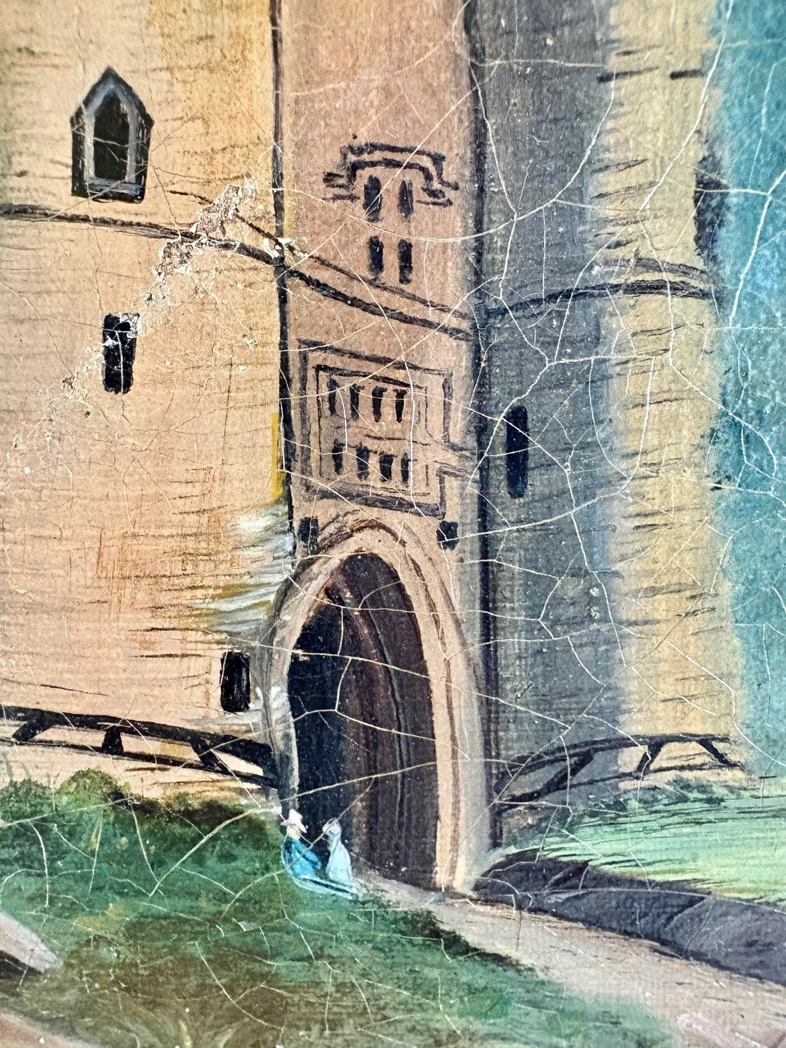 Early 20th Century French Castle Art Oil on Canvas - 8